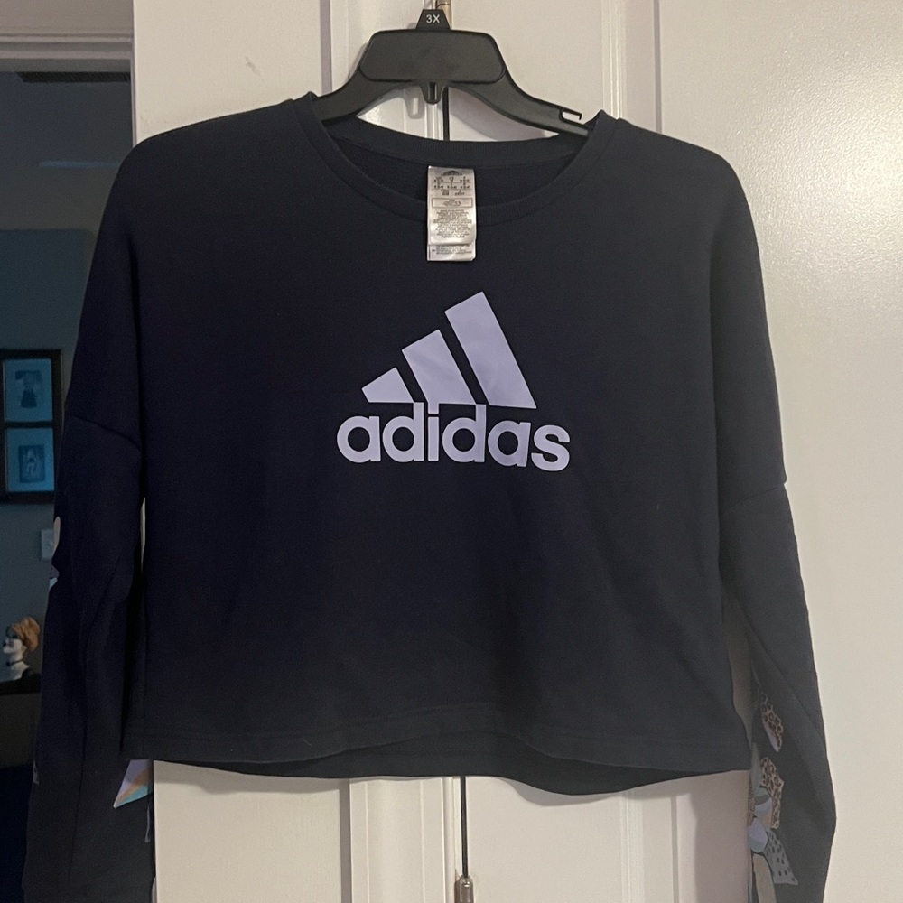 Adidas Dark Blue Logo Cropped Top